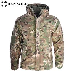 Chaqueta militar Bomber con múltiples bolsillos para hombre, ropa de caza, chaqueta de combate con capucha cálida, abrigo táctico de lana para hombre, rompevientos