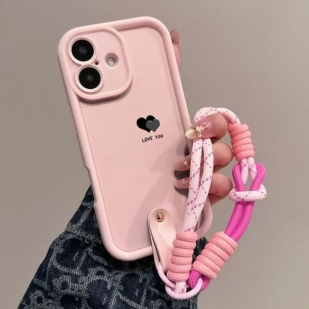 Wrist Chain Lanyard Case For Redmi Note 14 13 12 11 10 9 8 7 Pro Plus 14S 13C 12C 14C 9T 9C 10C Cute Love Heart Cover_voghion.com