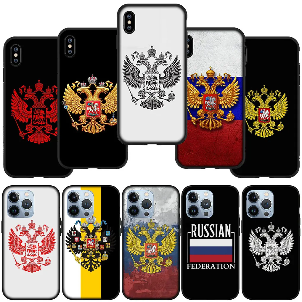Чехол для телефона с красным флагом Российской Федерации, мягкий чехол для  iPhone 14, 13, 12, Mini, 11 Pro, XS, Max, X, XR, 6, 7, 8, 6S Plus + SE