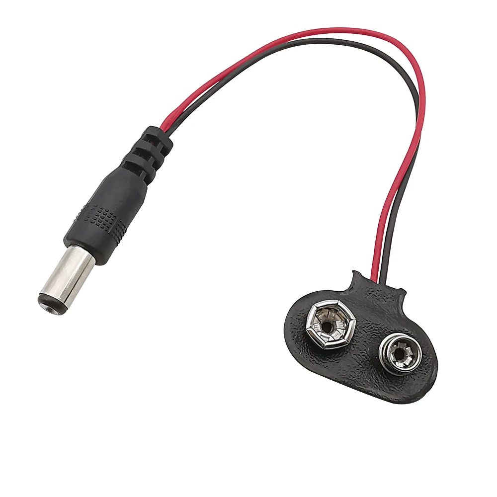 Connettore Per Cavi Con Clip Per Batteria Tipo T 9 V A Spina Maschio Cc 5.5X2.1Mm Cavo Con Fibbia A Scatto Per Batteria Da 9 Volt 15Cm Per Arduino Fai