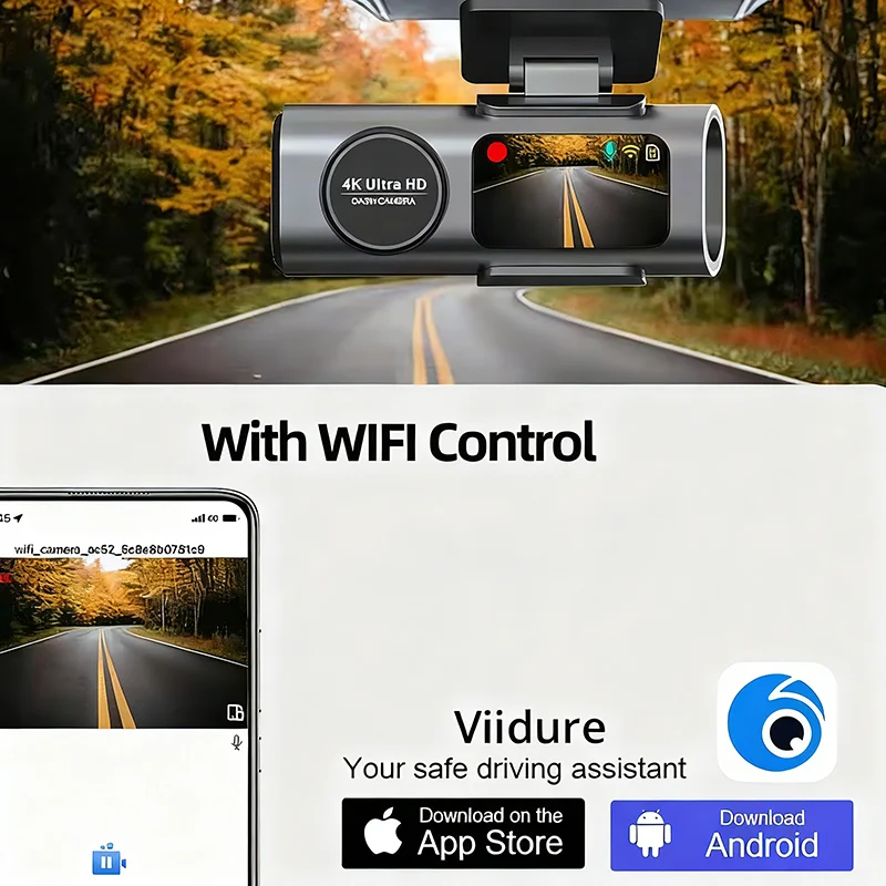 GPS/Rear View Camera Optional Ultra HD 4K Car Front Dash Cam Mini WIFI DVR Black Box Room With 24H Parking Monitor Night Vision