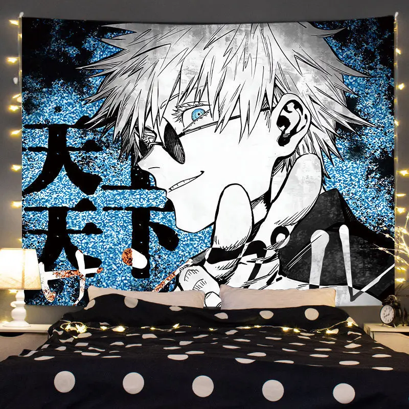 Jujutsu Kaisen Tapestry Gojo Satoru Wall Hanging Painting Anime Tapestries Home Bedroom Wall Decor Room Decoration Art tapestry decor anime wall decor