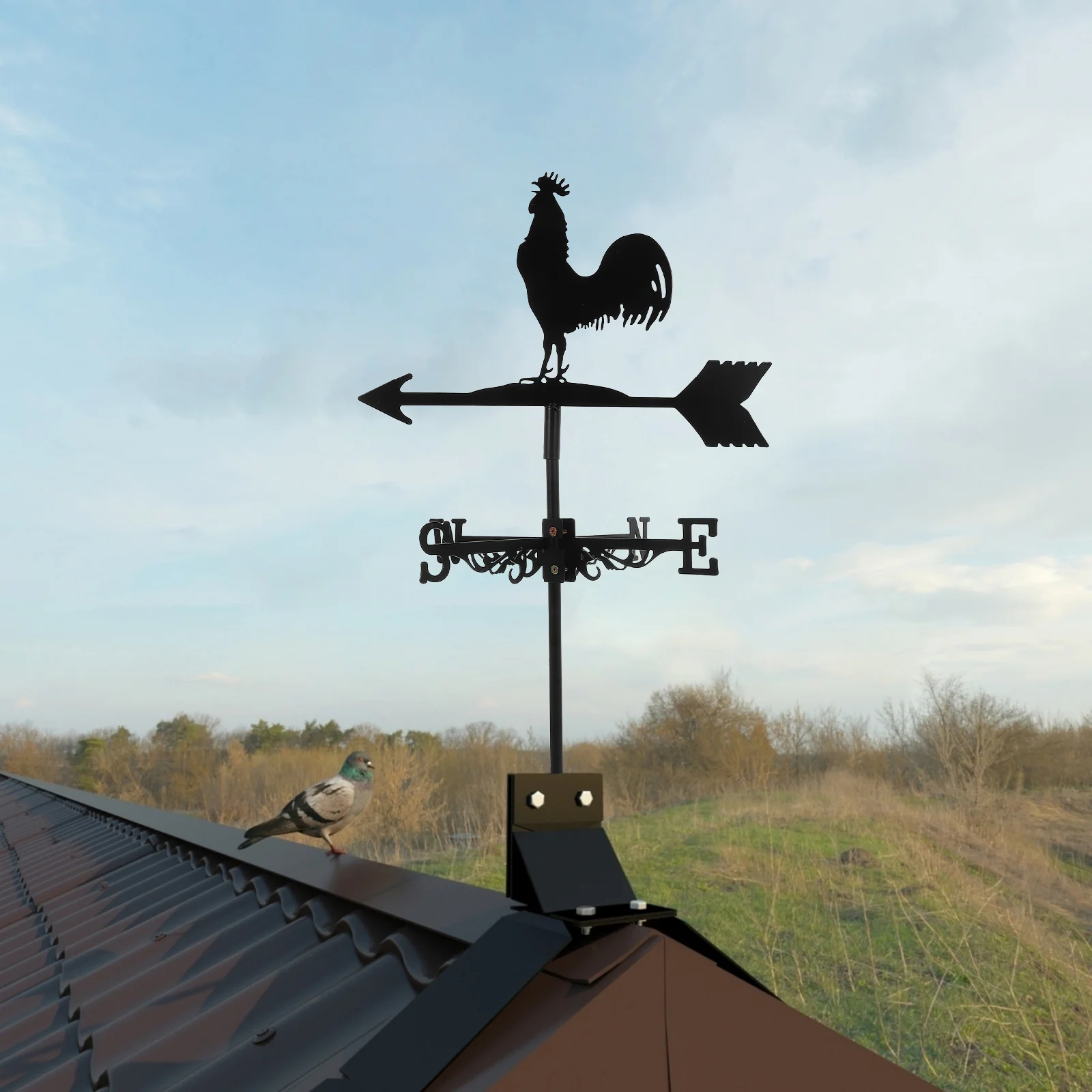 

Rooster Weathervane Wind Direction Indicator European Style Weather Vane for Roof Garden Patio