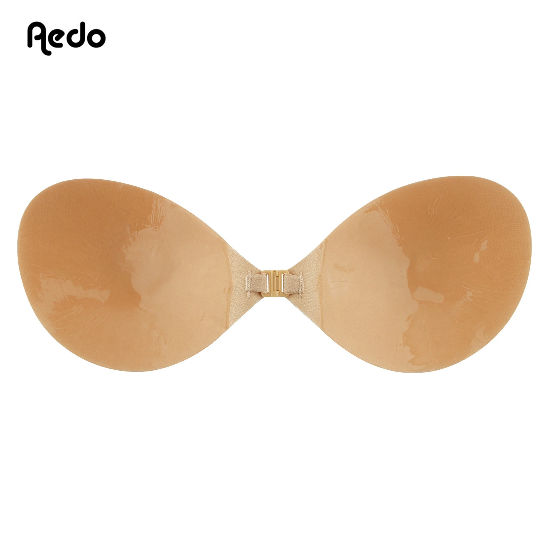 Aedo Skin Beige Round Self-adhesive Invisible Bra Women Sticky Breathable Reusable Front Clasp Push-up Backless Nude Bra 2804
