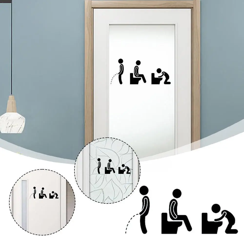 

Funny Toilet Sign Stickers Man WC Sticker Bathroom Decals Washroom Art Door Decor Wall Vinyl Posters Creative Waterproof Wa O3T4