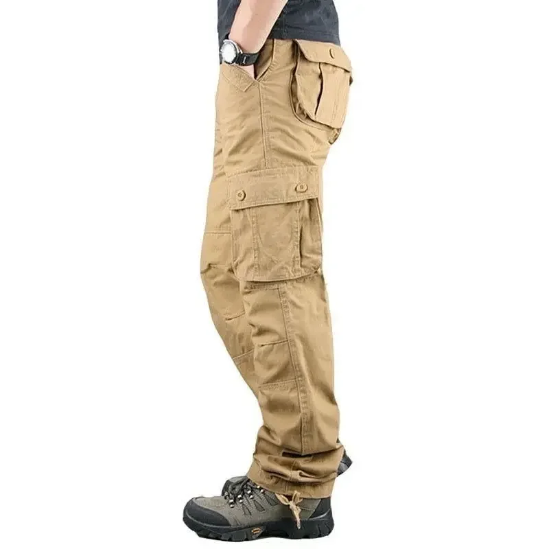 thumbnail image 1 of Pantalones multibolsillos ajustados con múltiples bolsillos, nuevos pantalones para hombre, pantalones cargo ajustados de calle de alta calidad para hombres, pantalones de estilo coreano, pantalones e, 1 of 5