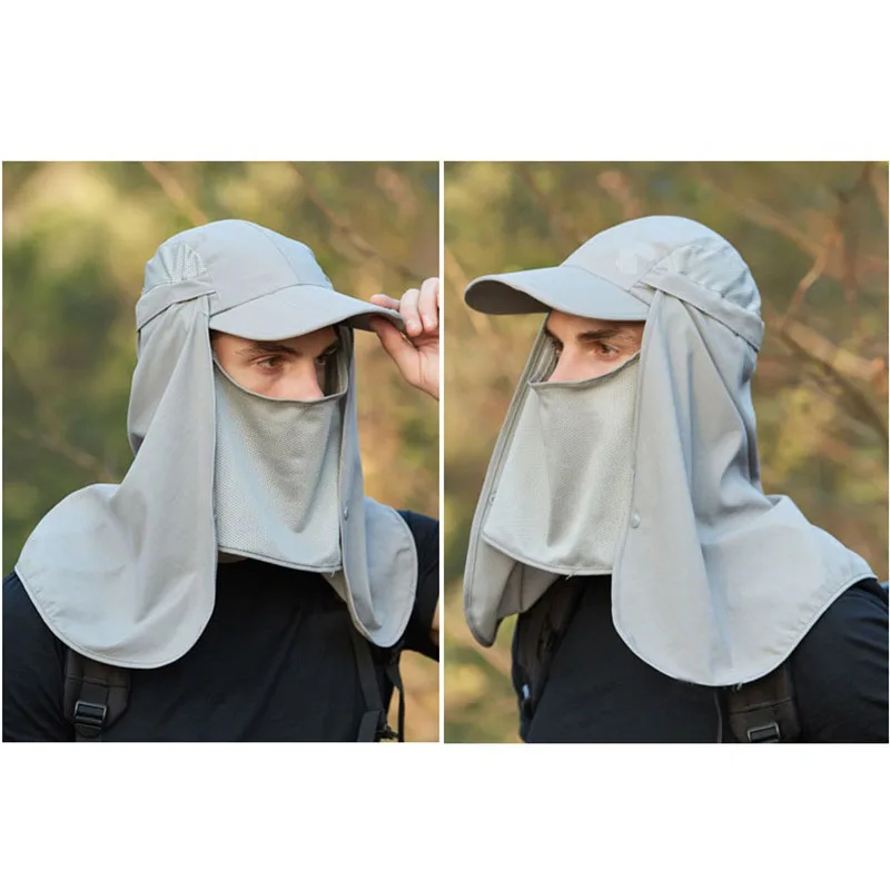Men Multifunction Baseball Caps With Neck Flap Summer Anti UV Sun Hat Quick Drying Fishing Hat Women Outdoor Foldable Hiking Hat 2