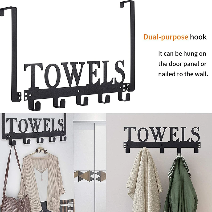 Bathroom Coat Hooks No-Punch Back Door Coat Hooks Home Storage Iron Towel Heavy Duty Door Hooks