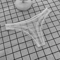 Sexy Transparent string culottes femmes dentelle voir à travers l'entrejambe maille bas Sexy sans couture taille basse t-pantalon sous-vêtements 1