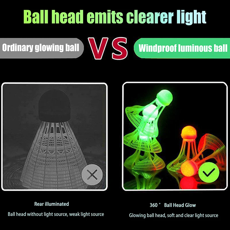 Nylon Fluorescent Shuttlecocks Super Resistant LED Badminton Ball Outdoor Windproof Badminton Luminous Accessories badminton shuttlecock,badminton ball