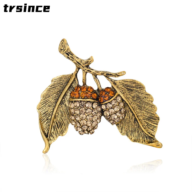 Винтажная Брошь Стразы Pinecone булавка из цинкового сплава в виде растения подарок