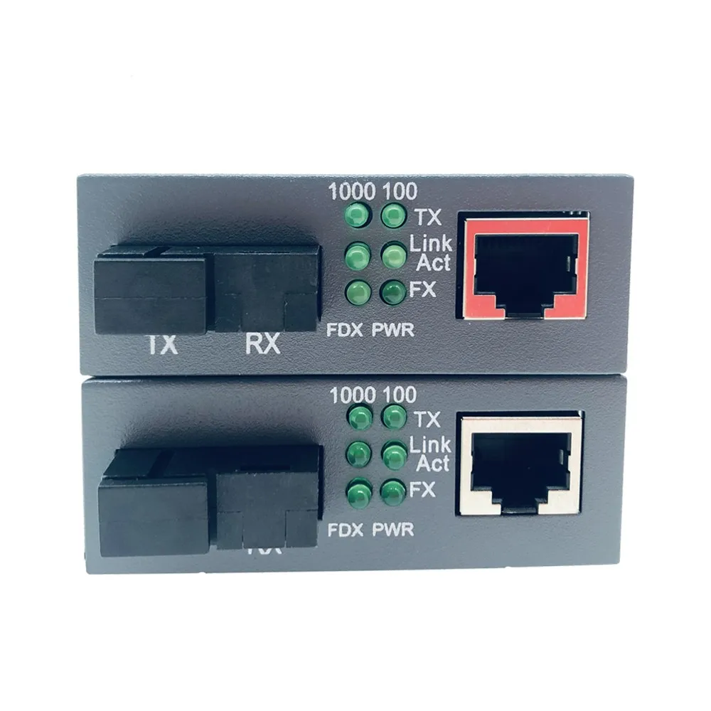NetLink Gigabit Fiber Media Converter, Single Mode Transceiver, SC RJ45 Port, HTB-GS-03 A, B 20km, 10 Mbps, 100 Mbps, 1000Mbps