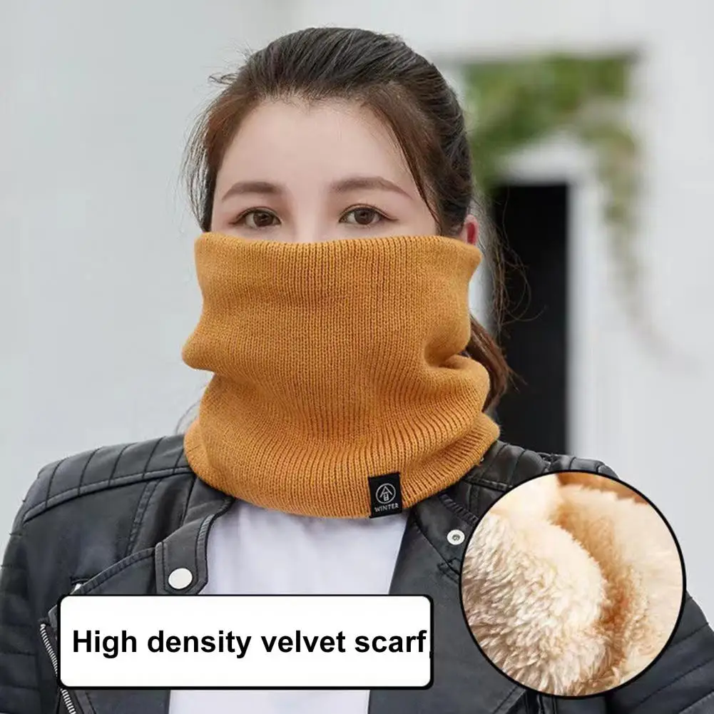 Knitted Scarf Cozy Unisex Cycling Neck Wrap Plush Elastic Windproof for Outdoor Skiing Skating Stay Warm Stylish Fleece Winter