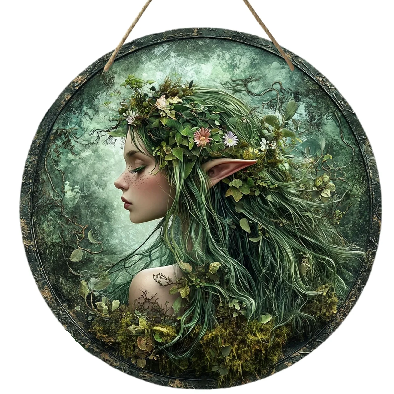 Forest Spirit Metal Sign Green Nature Wall Art Fantasy Decor 8in 12in