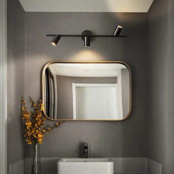 โมเดิร์นกระจกทองเหลืองด้านหน้า LED 3 สีสีดําทองแดง Sconce Light CLASSIC Creative Dresser กระจกห้องน้ําด้านหน้า 1