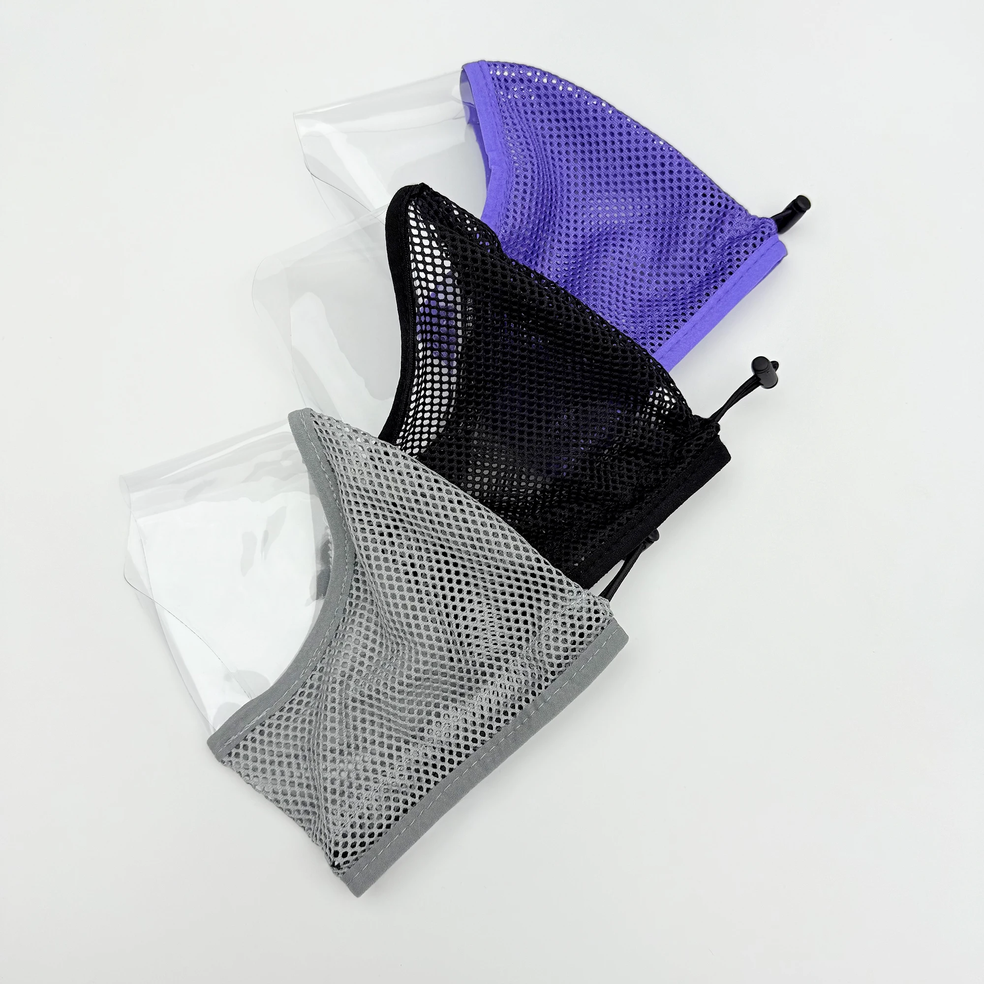 Lot de 2 Masques Réutilisables en Tissu - Noir, Gris, Violet - Taille S/M