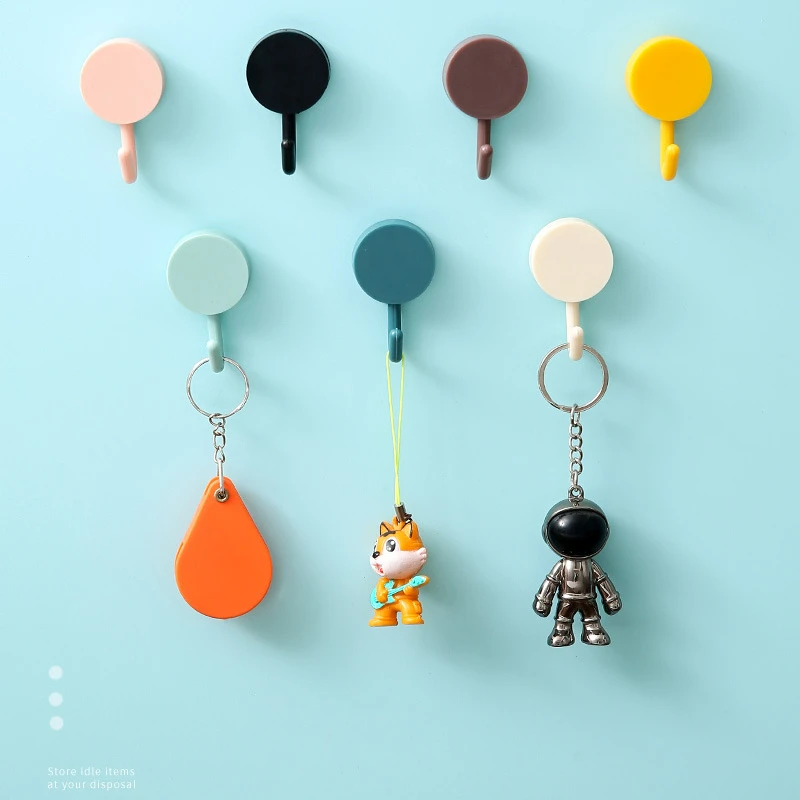 

10PCS Adhesive Hooks Strong Hook Nordic Style Sticking Wall Clasp Home Organizers Kitchen Cute Seamless No-Punch Sticky Hooks