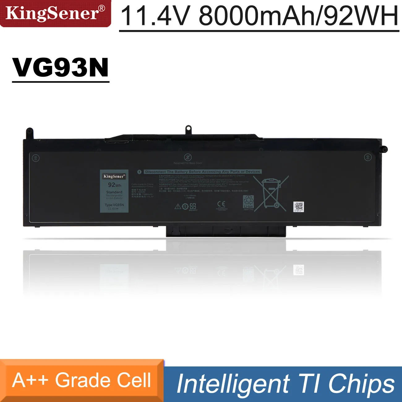 Kingsener 15 Vg93n Bateria do Portátil para Dell Precision 3520 3530 para Dell Latitude 5591 5495 5590 5580 5490 5480 11.4v 92wh