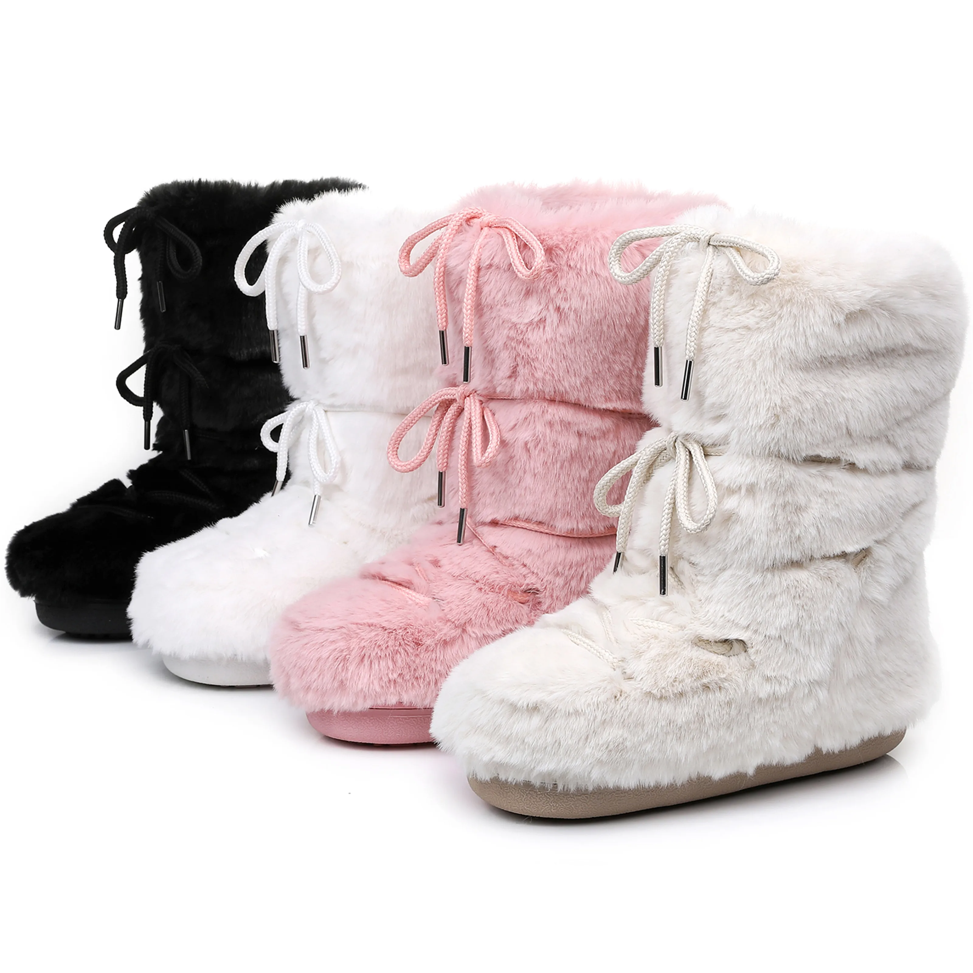 Ankle Boots With Fur White Fluffy Snow Boots Ankle Boots Womens