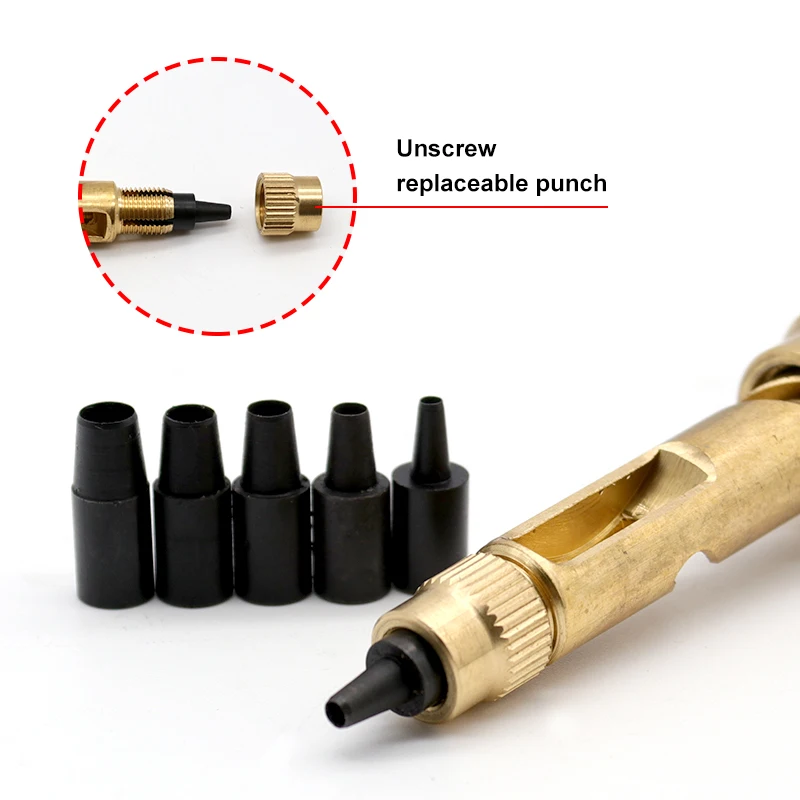 Automatic Belts Punch 6 Tips Leather Screw Hole Punch Drill 1.5/2.5/3.0/3.5/4mm Puncher Watch Craft Tool