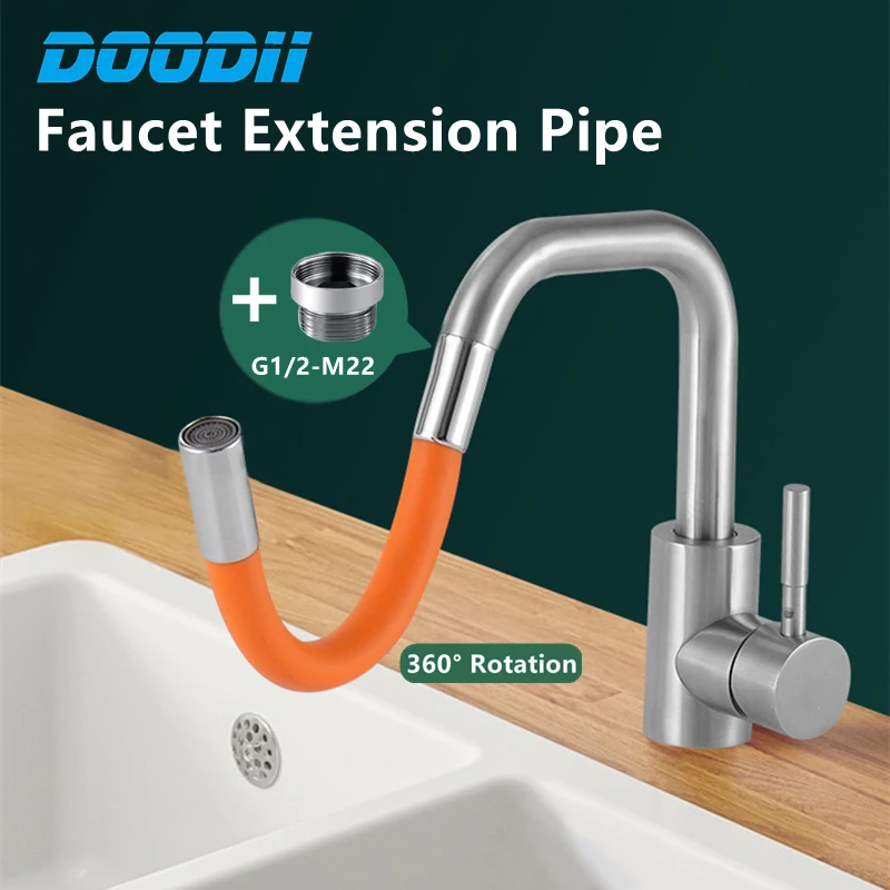 DODI High Quality Faucet Extension Extender Bathroom 360°Rotation Adjust Free Bending Faucet Splash-proof Universal Extension