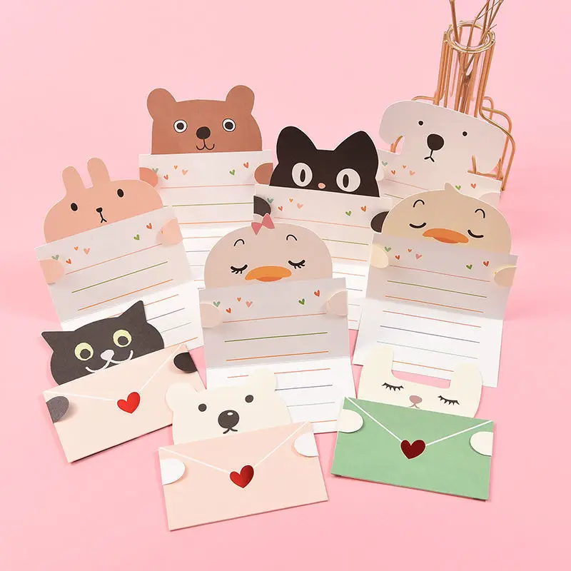 The new mini universal greeting card features a small, unique, and cute animal head design
