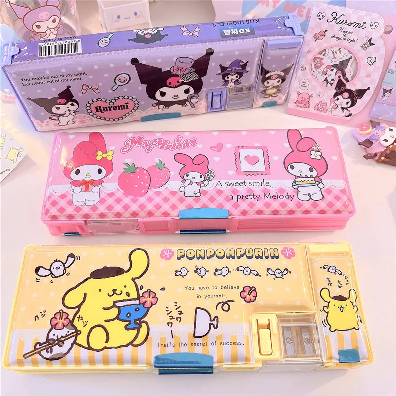 Hello Kitty Multi Functional Case Pencil Pen Stationery Holder Box  2-Sharpeners 