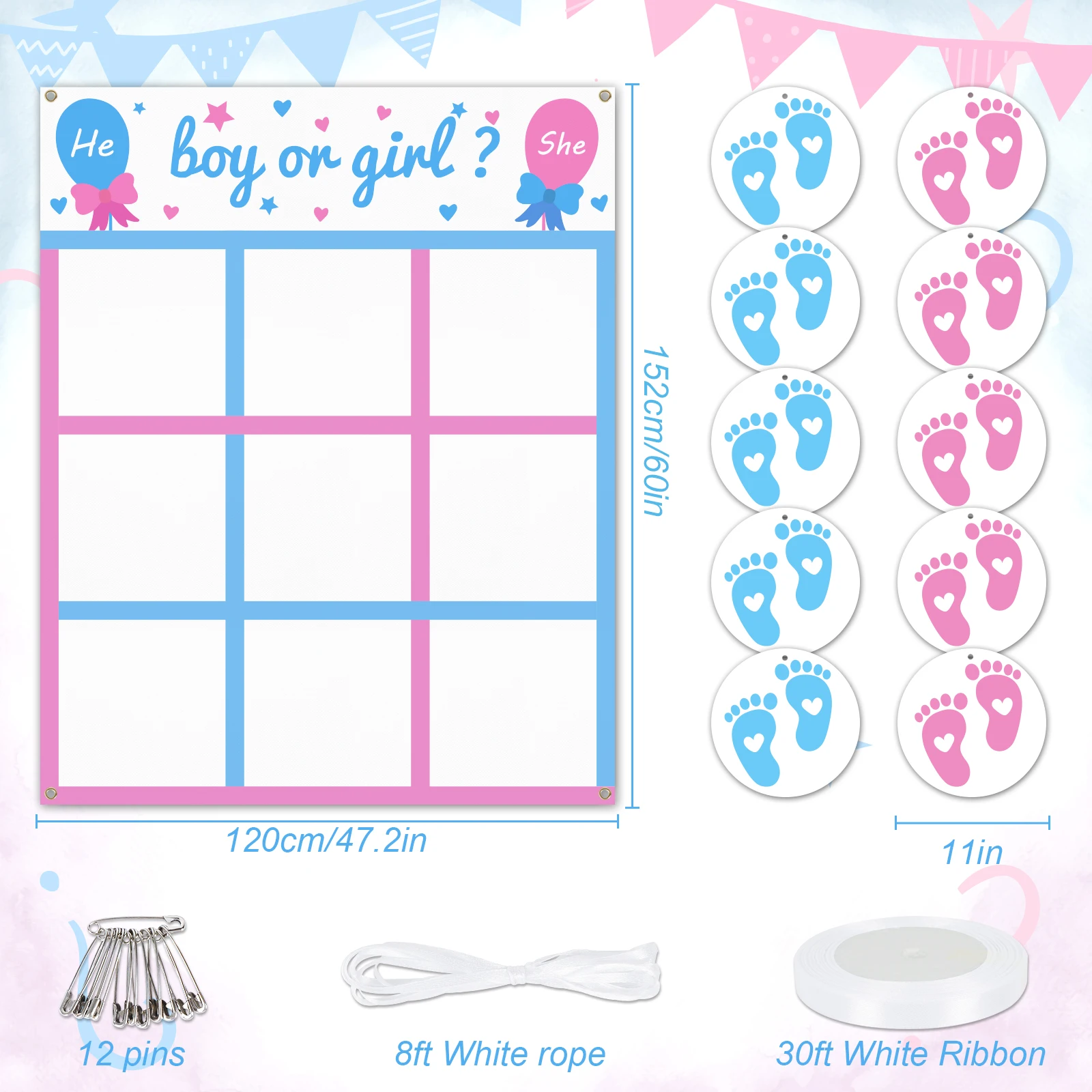 OurWarm Gender Reveal Games Tic Tac Toe gioco da tavolo con