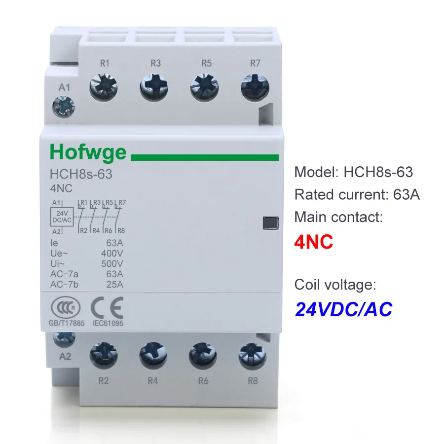 trilho do ruído, modular, HCH8s-63, 4P, 63A,
