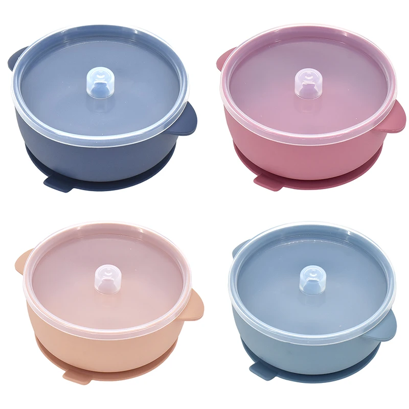 400ML Silicone Baby Bowl with Lid-Children's Feeding Tableware Set Kids Waterproof Suction Bowl Dishes Kitchenware for Babies silicone feeding set baby tableware set silicone feeding bowl