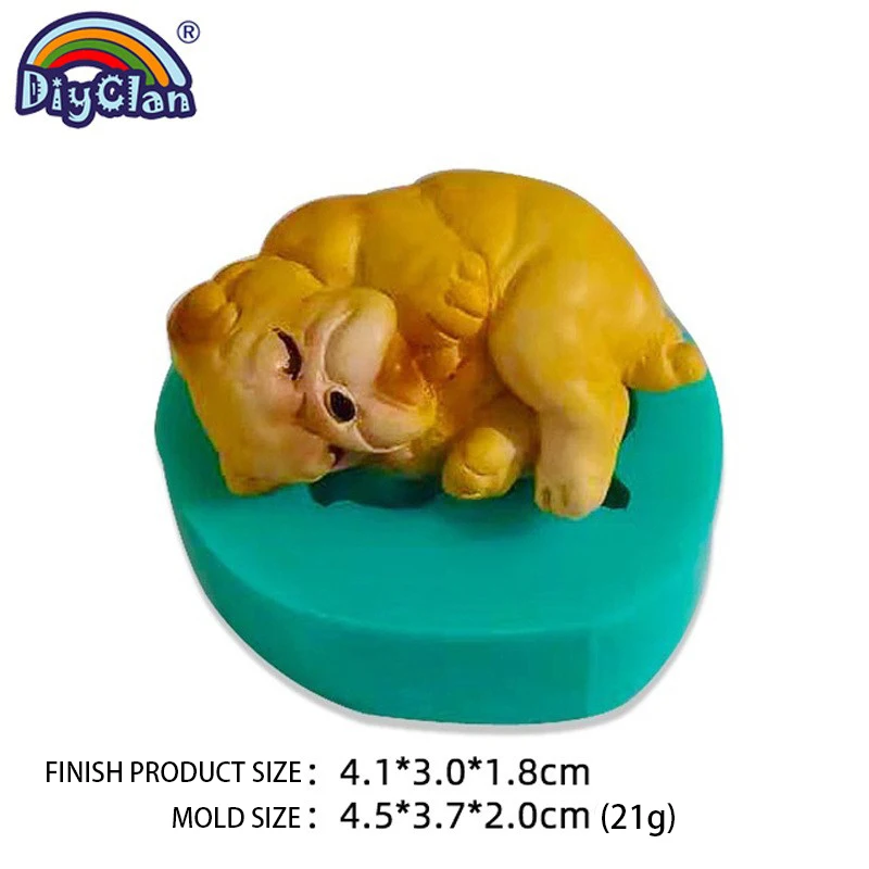 Mini Bulldog Silikon Form Schokolade Kuchen Dekorieren Werkzeuge Hund Tier Thema Kerze Seife Mould Gips Zement Polymer Ton Form – Detail 4