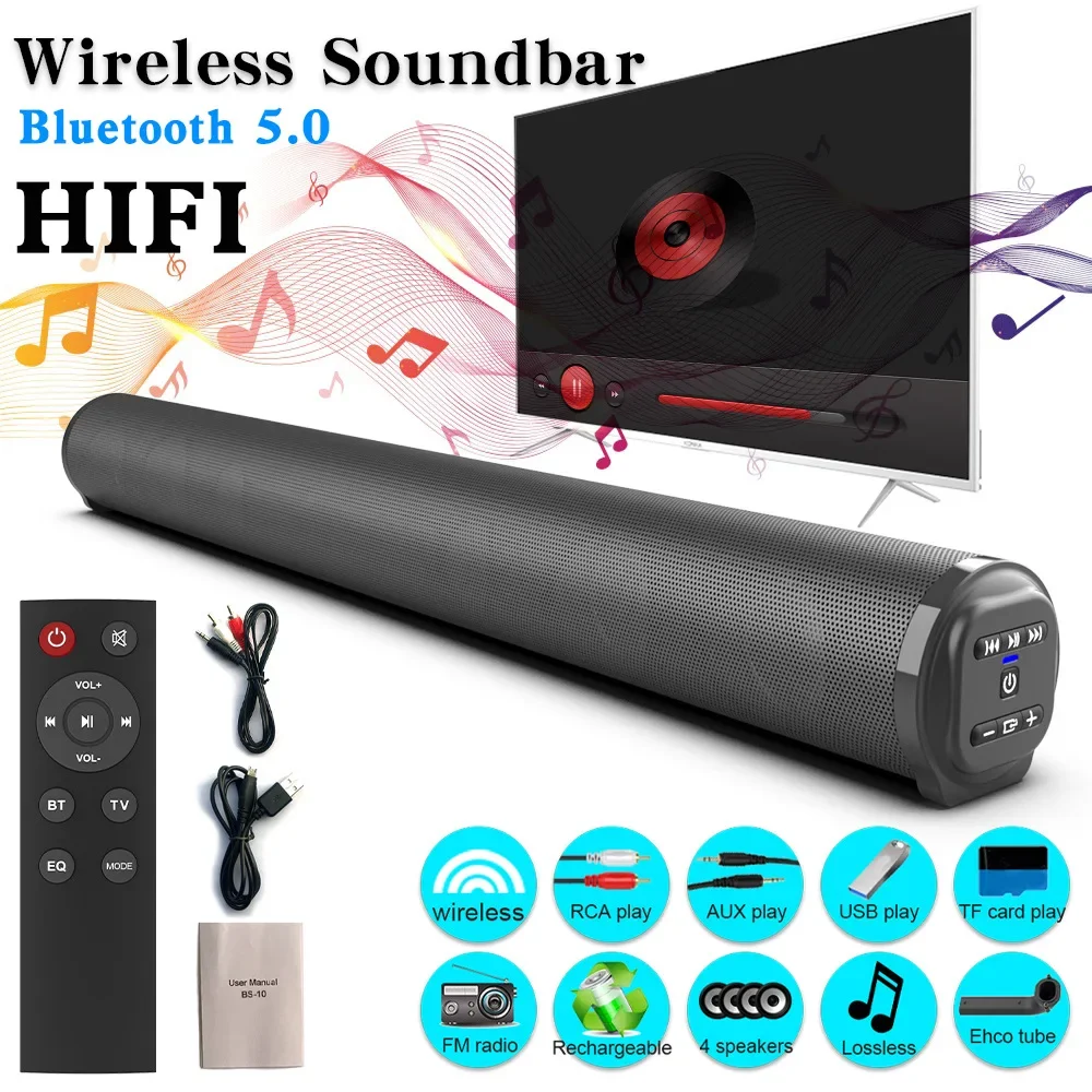 

BS-10 Portable Bluetooth Speaker 3D Stereo Surround Desktop Home TV Computer Outdoor Ultra Power Sound TV Projector Subwoofer