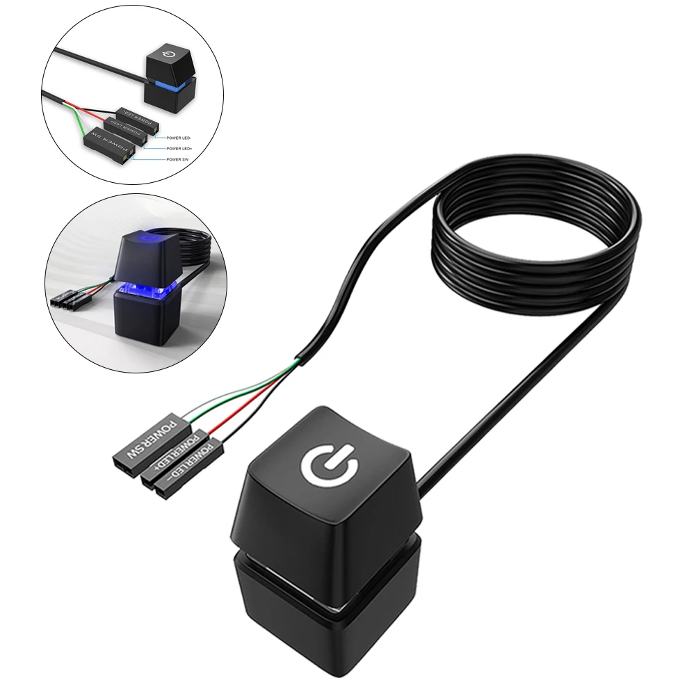 Led Lights Desktop Switch para Computador pc Motherboard Power on Off Switch Cabo de Extensão do Botão para Home Office 1.65 m m 10 m m 4m