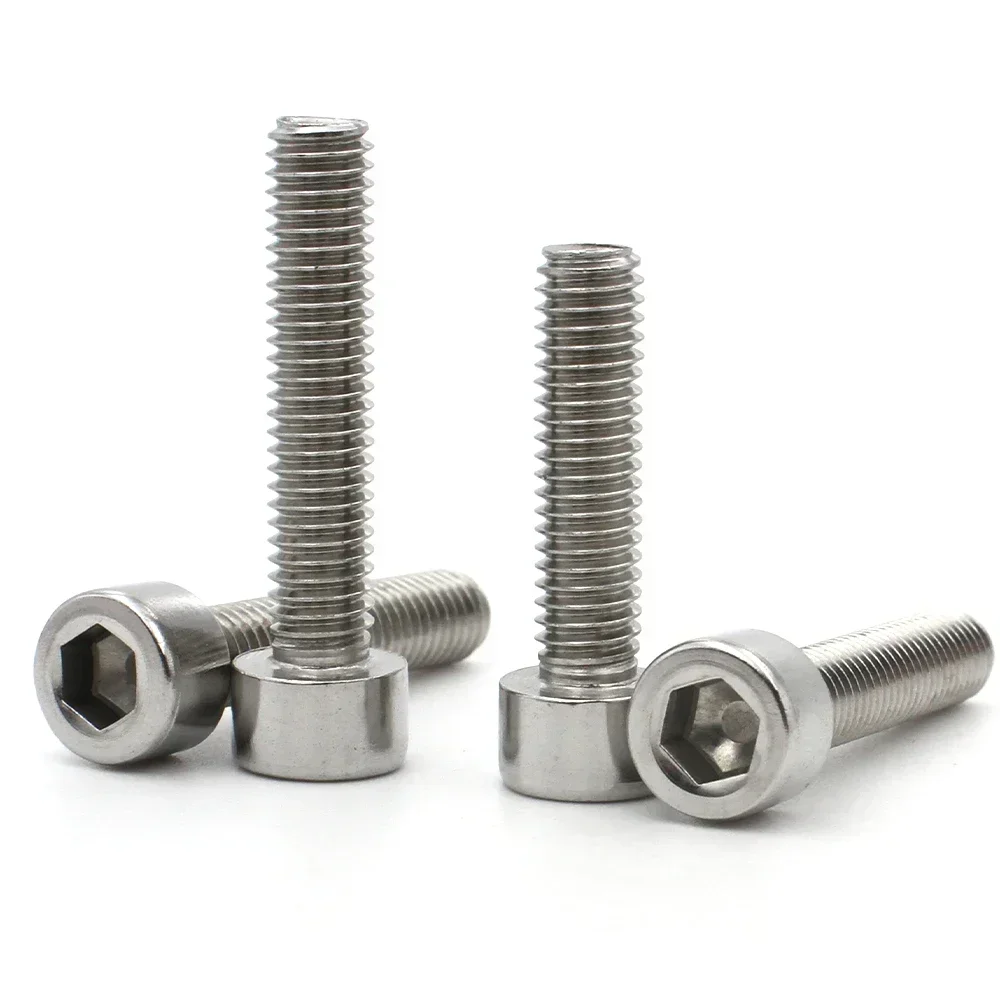 1.6 2 2.5 3 4 5 6 8 DIN912 304 Stainless Steel Screw A2-70 Hexagon Hex Socket no knurled Cap Head Allen Screw Bolt 2-20pcs