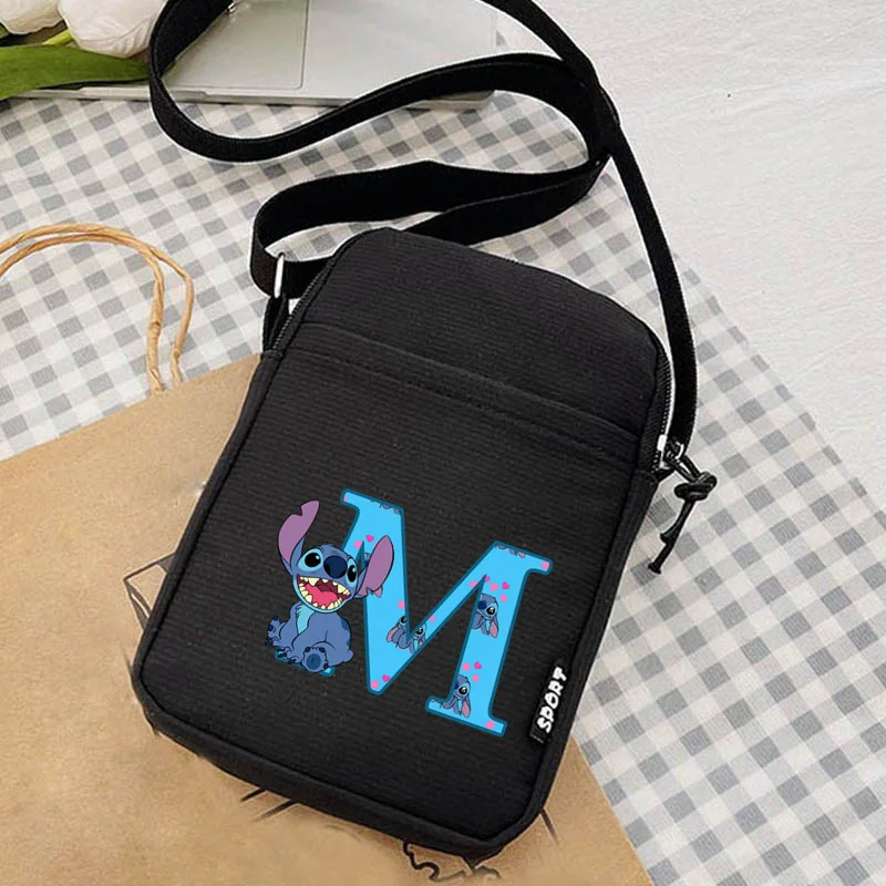 Stitch A-Z 26 English Letters Women Shoulder Bag Canvas School Students Mobile Phone Bags