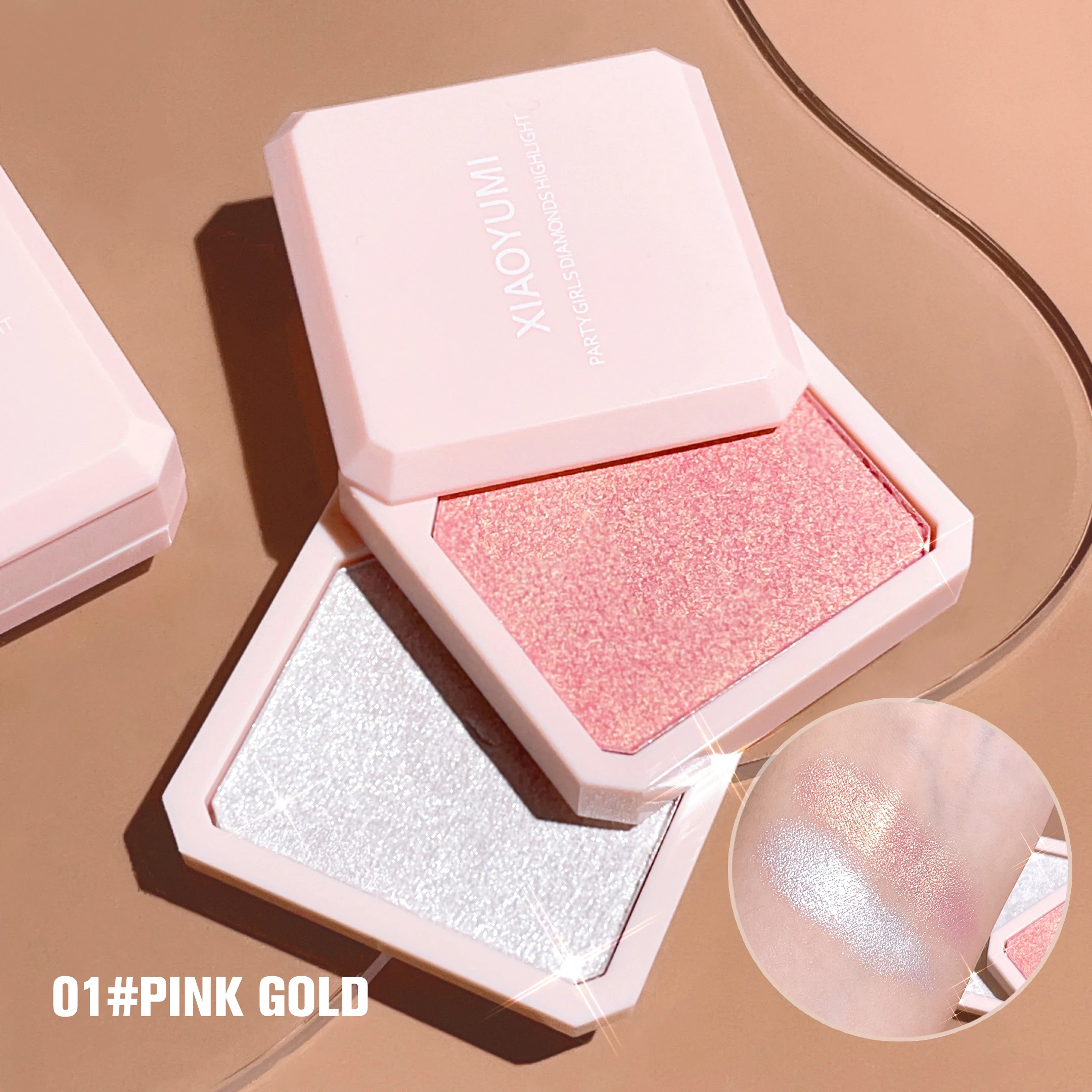 Description Picture 3 of itemDouble-layer highlighter powder potato mash fine shimmer pearl highlight contouring palette for a natural