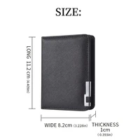Petit portefeuille mince de style business en simili cuir noir – Plusieurs emplacements pour cartes, porte-carte de crédit et permis de conduire, géométrique 2
