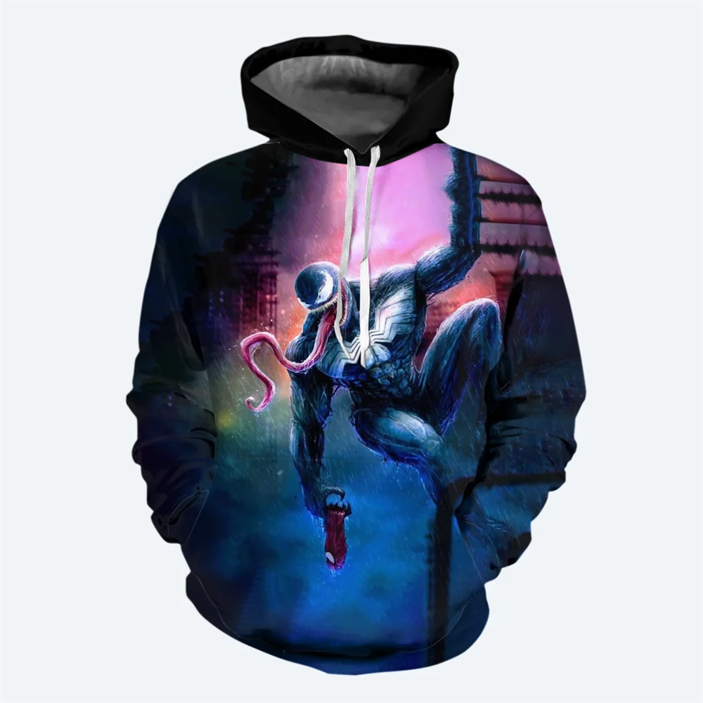Sudadera con capucha para hombre con estampado 3D de la nueva película Marvel de otoño e invierno, sudadera con estampado de Venom, sudadera de moda urbana de hip-hop, sudadera informal para hombre