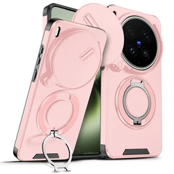 Luxury Slide Camera Hybrid Matte Rugged Phone Cover with Wireless Charging and Bracket Ring Grip for Vivo X300 (PK)