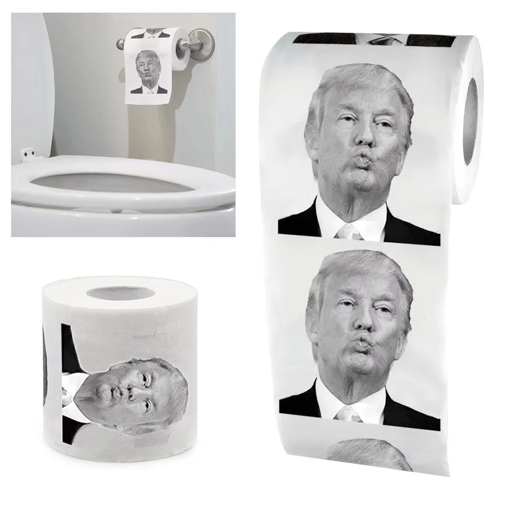 Humor Toiletily Paper Trump Creative Funny Toiletily Paper Pure Wood Pulp Non-fading No Scaling Nontoxic Dustless Bathroom