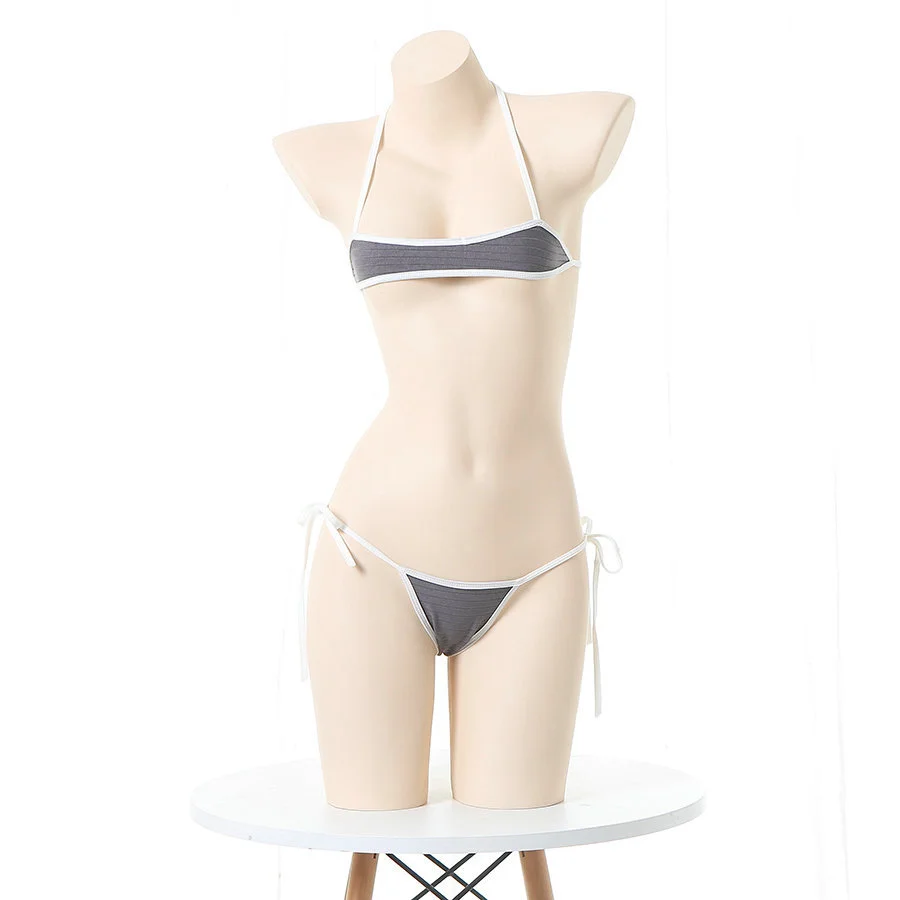 Women Sexy Three-point One-piece Bikini Sex Set Erotic Lingerie Lace-up Underwear Sexy Nightwear Bra and Panty Set Backless