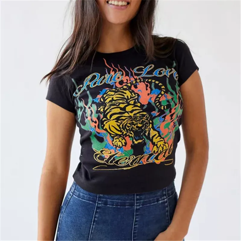 Chemise tigre vintage de l'an 2000, t-shirt graphique tigre