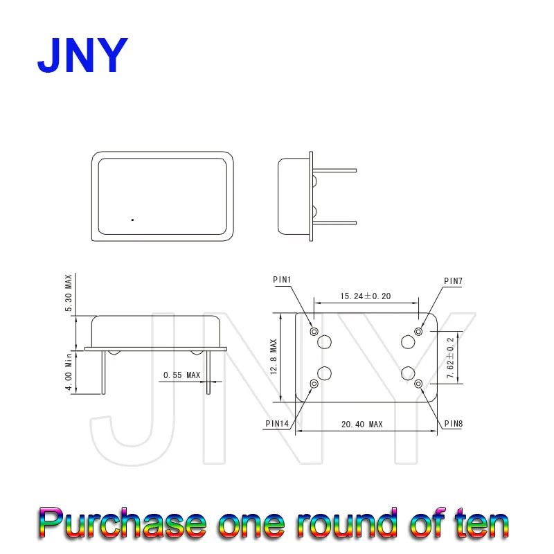 10 PCS full-size 6.5536MHz oscillator, high-precision direct insertion 4-pin rectangular industrial grade raw material