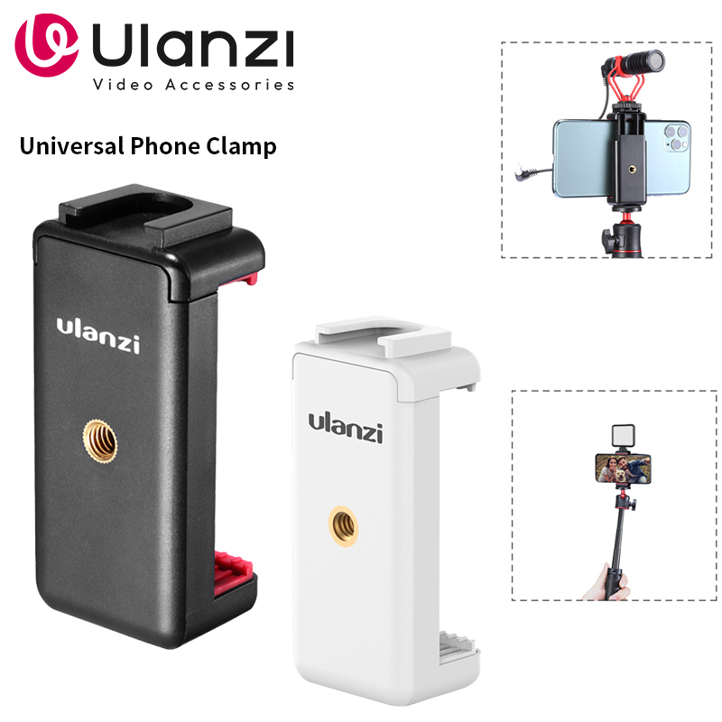 Ulanzi ST-07 Phone Holder Clamp Clip With Cold Shoe Mount Extend Mic Video Light 1/4'' Tripod Monopod Base Mount for Smartphone
