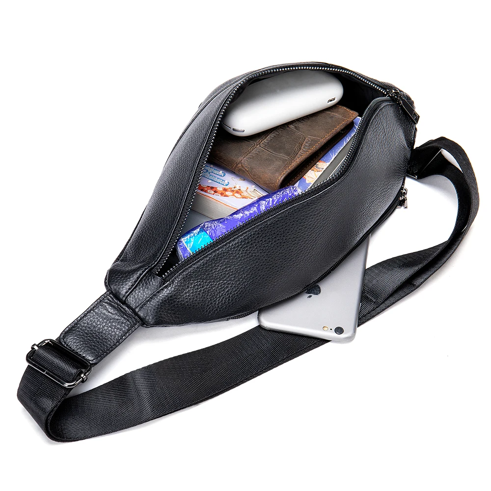 WESTAL Genuine Leather One Shoulder Backpack Chest Bag for Men Cross Body Slingback Man Husband Travel Side Sling Pouch iPad