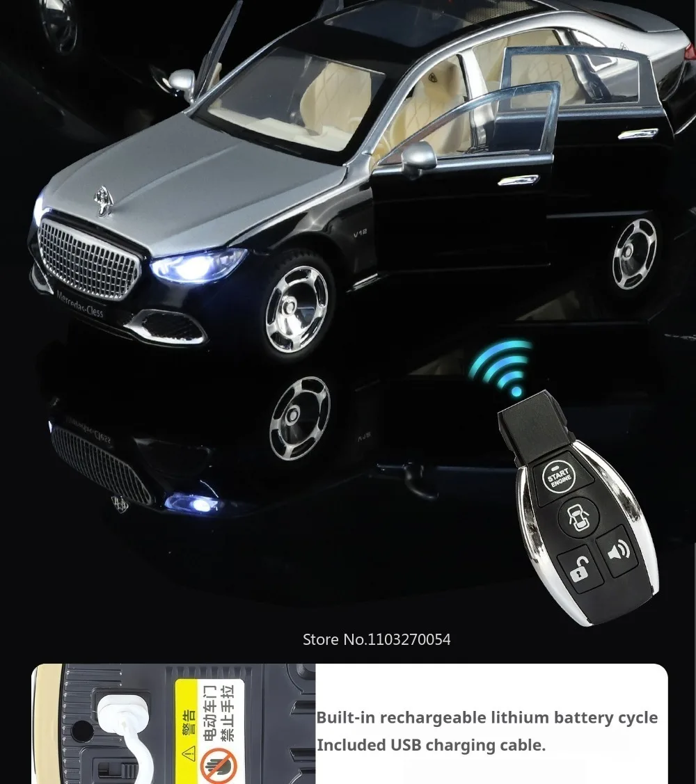 1:24 Alpha S680 Miniaturmodell Spielzeug Druckguss Legierung Auto mit Sound und Licht Rückziehfunktion Automatische Tür Vorderradlenkung Kinder Sammlerstück – Detail 24