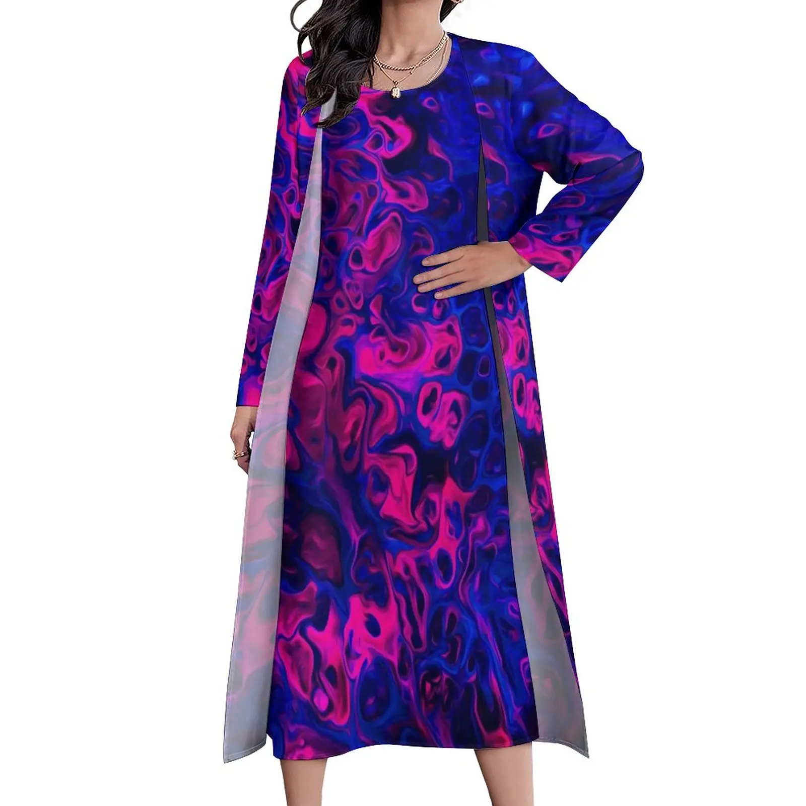 

Liquid Dress Abstract Marble Design Kawaii Maxi Dress Aesthetic Bohemia Long Dresses Woman Two Piece Graphic Oversize Vestido