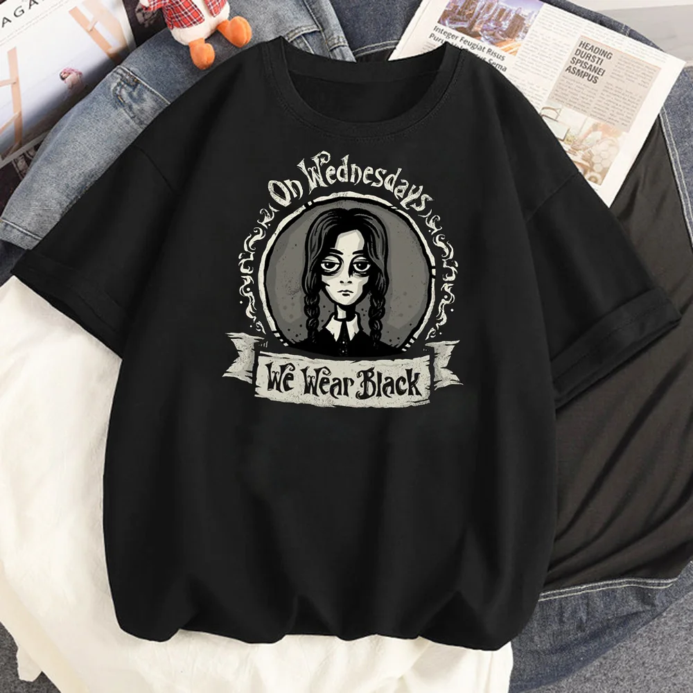 i Hate Everything Wednesday Addams top women Japanese Tee girl y2k anime comic clothes