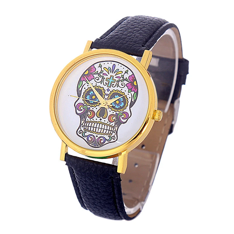 2022 Creative Women Fashion Skull Watches Leather Quartz Analog Ladies Casual Clock Unique Woman Clock Relogio Feminino Hot Sale