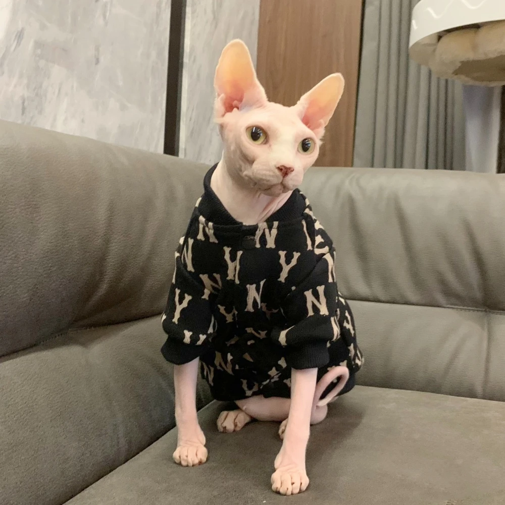 

Бейсбольная униформа для кошек, осенняя одежда для кошек Sphynx, Модная хлопковая куртка для котят и собак, пальто с длинным рукавом для Devon Rex